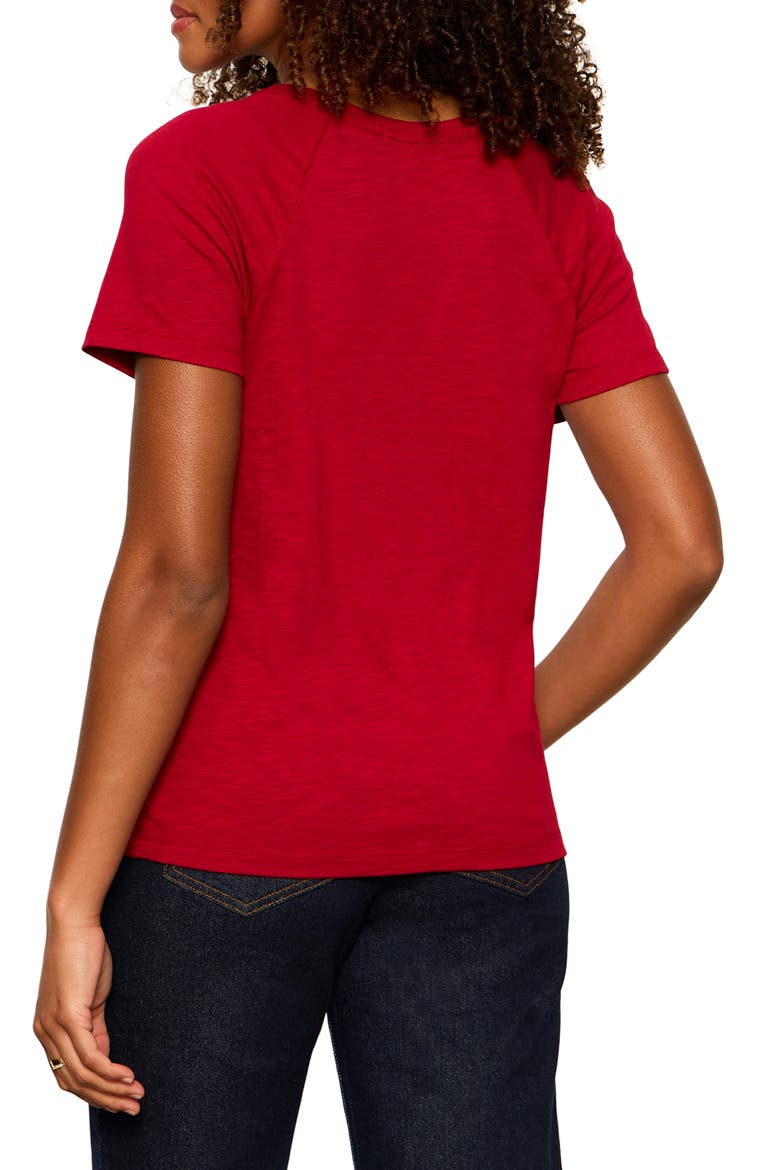Notch V-Neck Cotton Blend T-Shirt, Alternate, color, RED BERRY