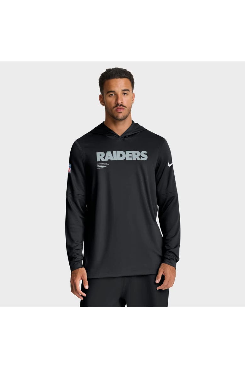 Men's Nike Black Las Vegas Raiders Sideline Pure Fury Performance Long Sleeve Hoodie T-Shirt, Main, color, Black