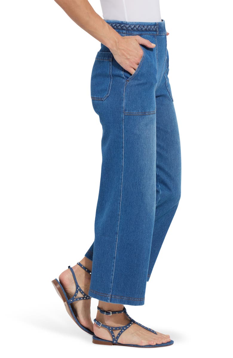 Lysse Hayes Braid Detail Crop Wide Leg Jeans, Alternate, color, Mid Wash