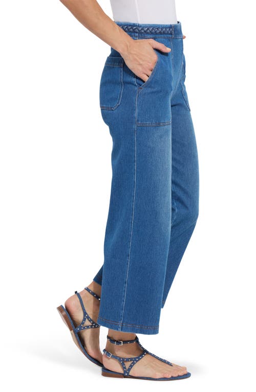 Lyssé Hayes Braid Detail Crop Wide Leg Jeans In Blue