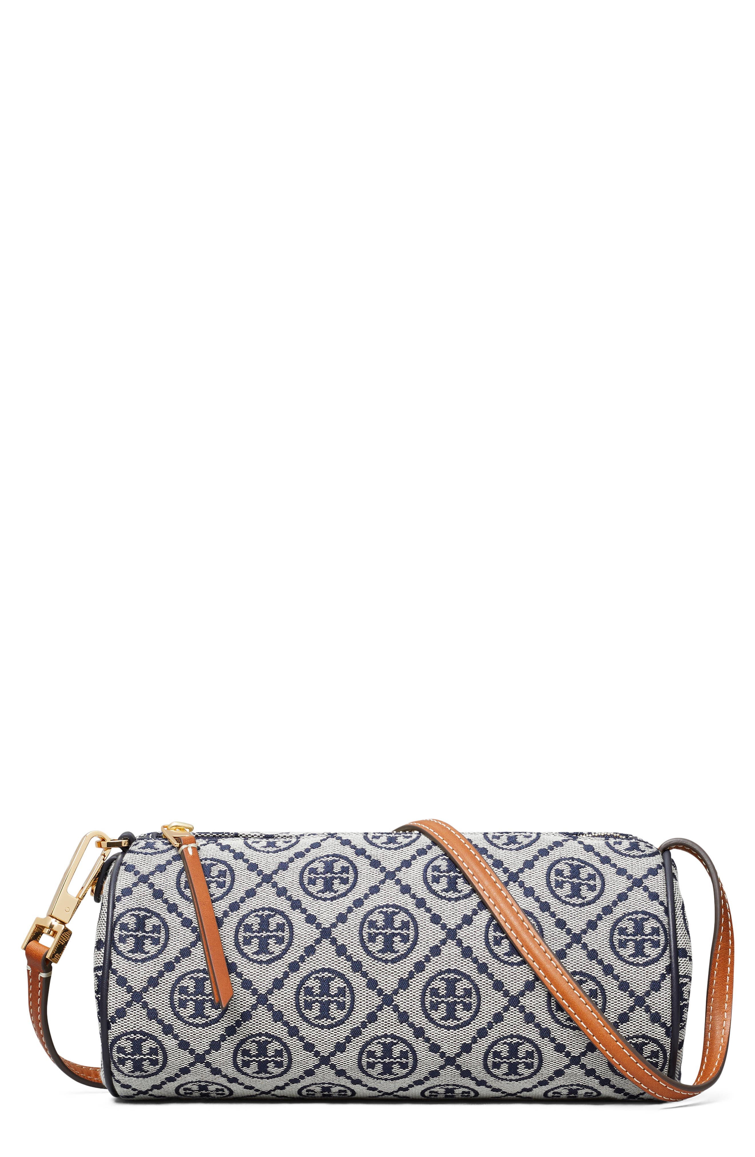 Tory Burch T Monogram Jacquard Cylinder Shoulder Bag, Main, color, Tory Navy