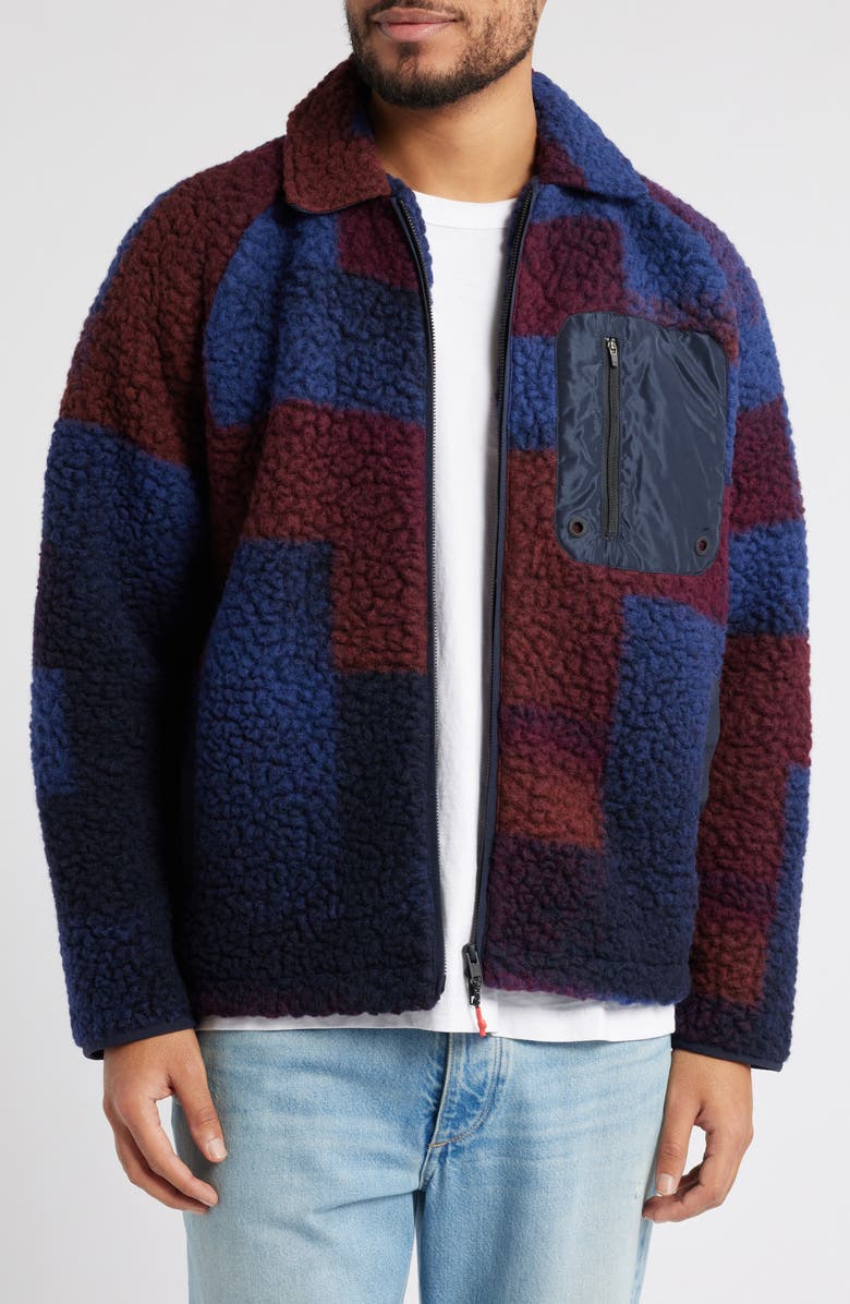 Percival Anderson Tetris Wool Blend Fleece Jacket, Main, color,