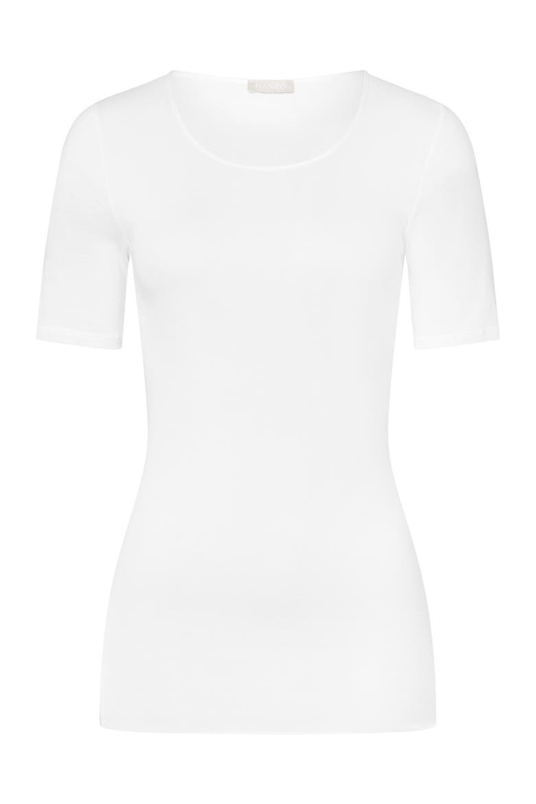 Cotton Seamless Fitted Cotton Round Neck Top, Main, color, White
