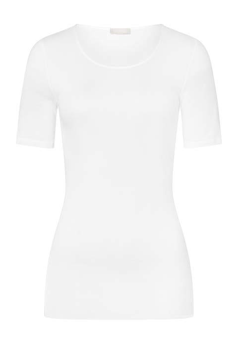 Cotton Seamless Fitted Cotton Round Neck Top