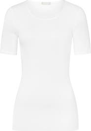 HANRO Cotton Seamless Fitted Cotton Round Neck Top