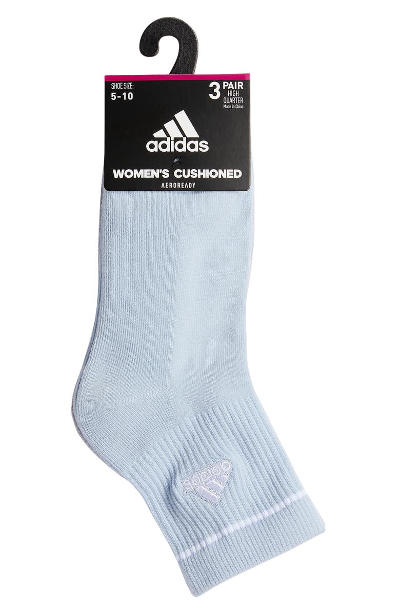 adidas Cushioned Sport 2.0 3-Pack High Quarter Socks, Alternate, color, Blue/Light Heather/ White