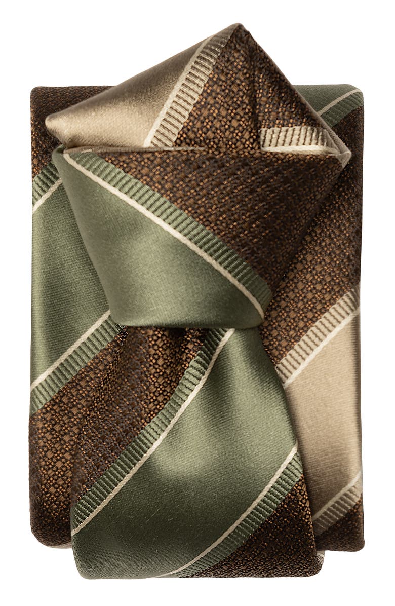 Elizabetta Ferrari - Silk Jacquard Tie for Men, Alternate, color, Green And Brown