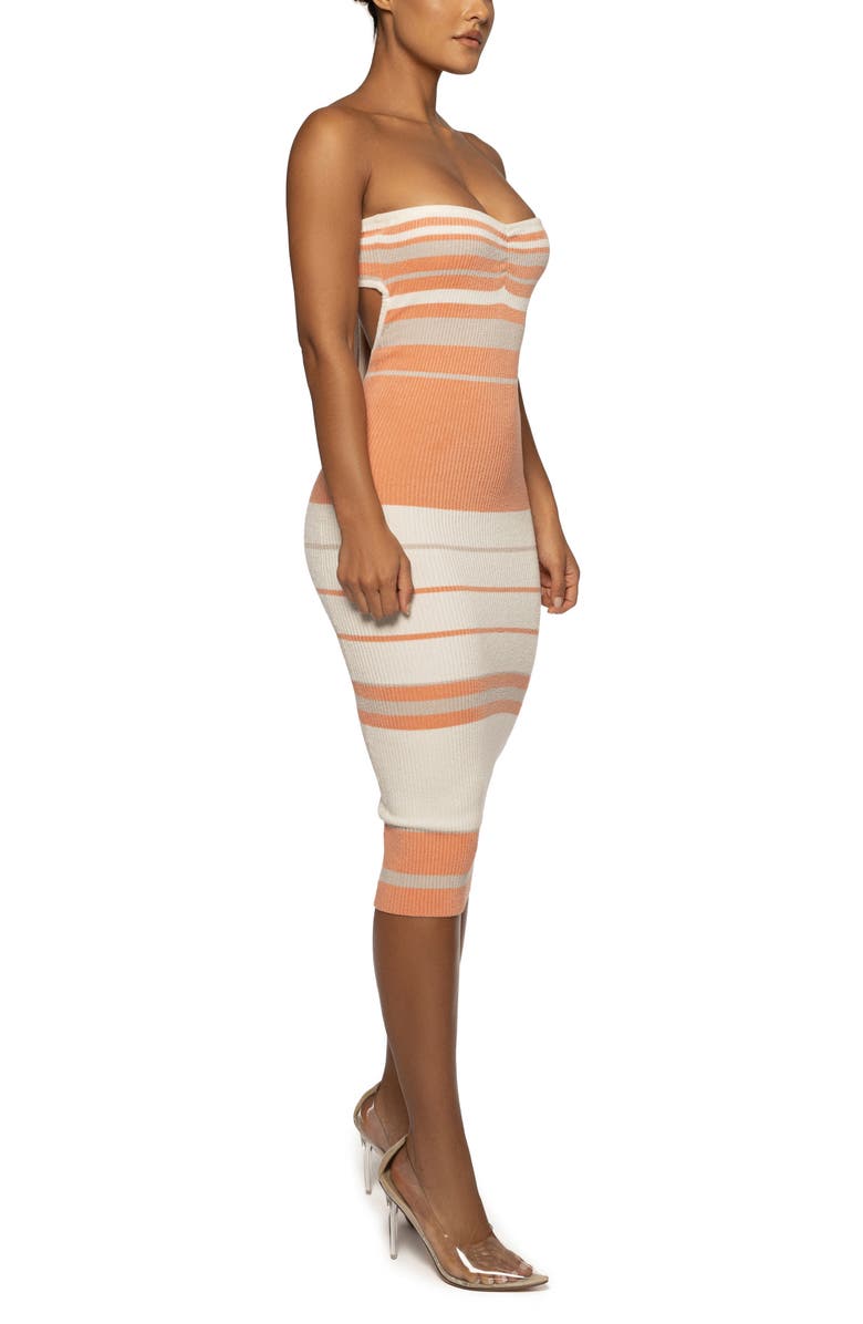 JLUXLABEL Nathali Stripe Ribbed Midi Sweater Dress, Alternate, color, 