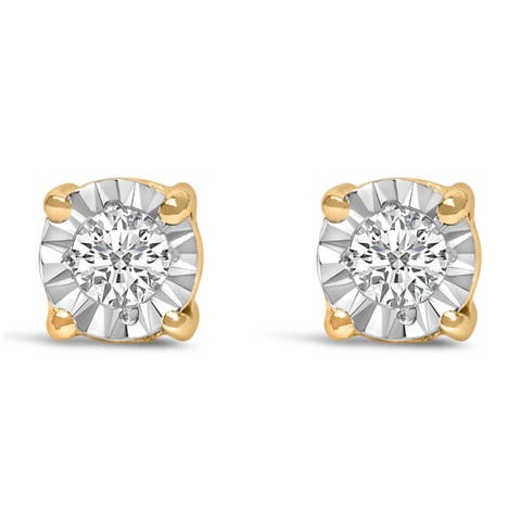 Silver 1/10 Cttw Lab Grown Diamond Miracle-Set Stud Earrings