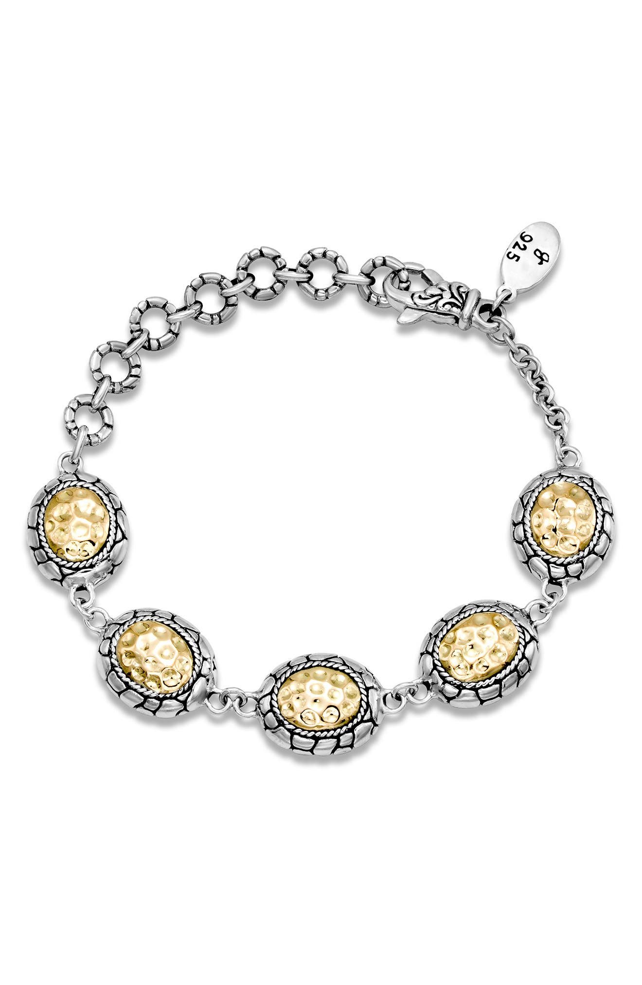 18k Gold & Sterling Silver Pebble Texture Bracelet