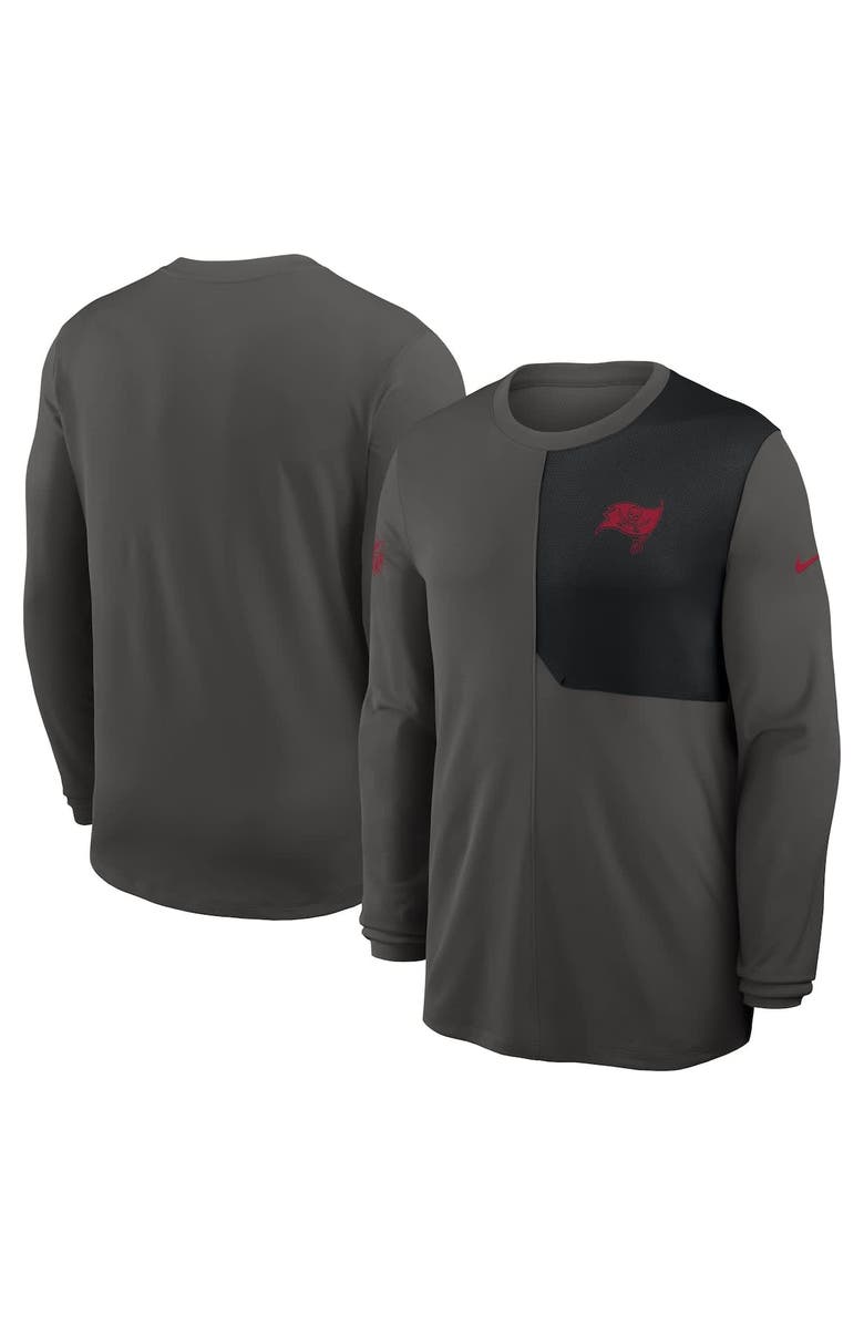 Nike Men's Nike Pewter Tampa Bay Buccaneers Sideline Coach UV Performance Long Sleeve T-Shirt, Alternate, color, Pewter