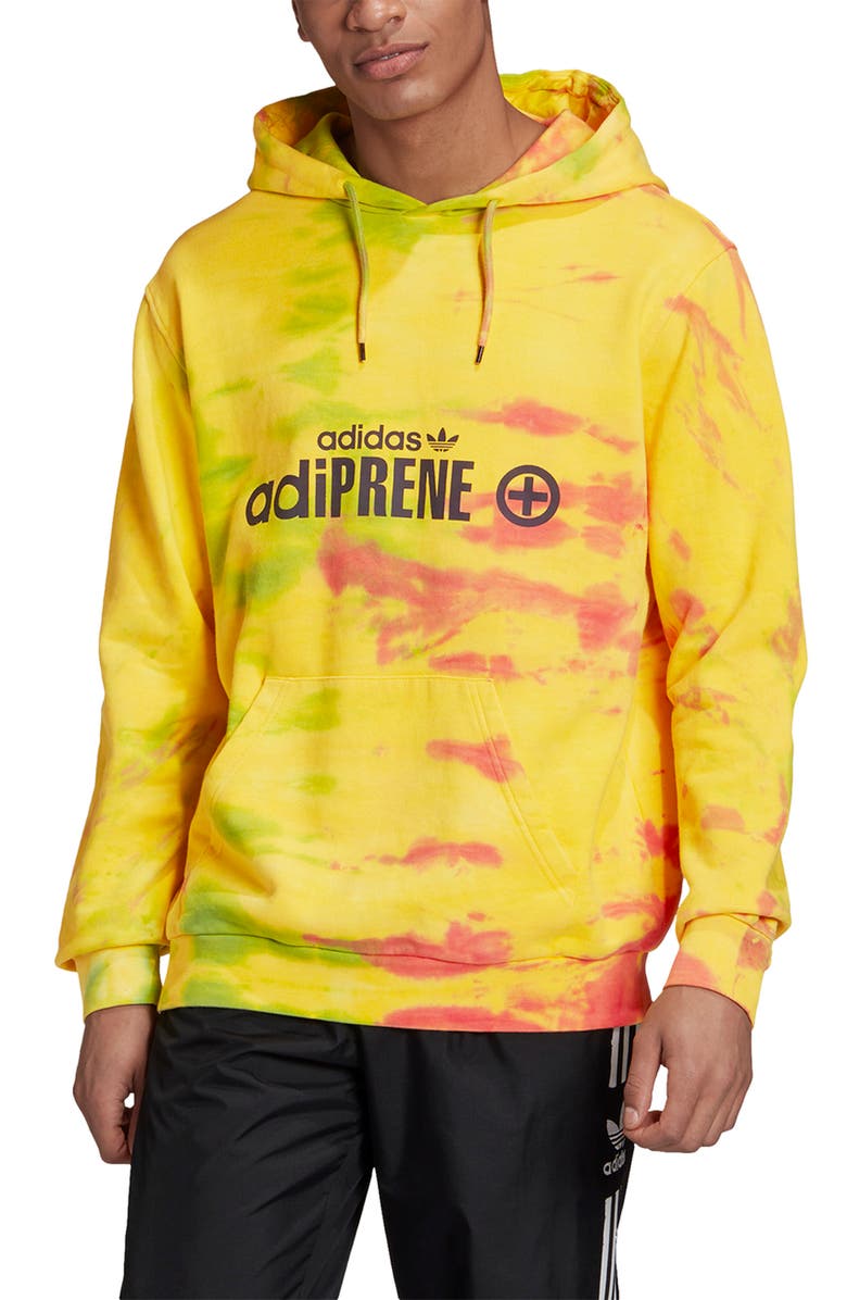 adidas Originals adiPRENE+ Print Tie Dye Hoodie, Main, color,