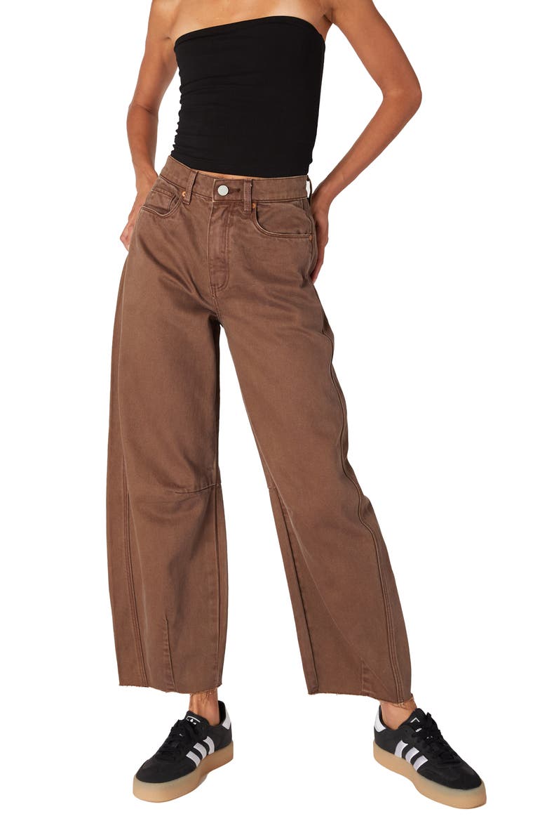 BLANKNYC Raw Hem Barrel Leg Jeans, Alternate, color, 