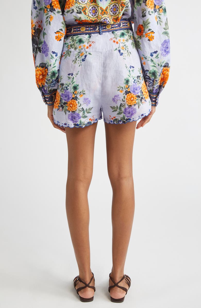 Camilla Tuck Front Belted Linen Shorts, Alternate, color, Luscious In Lisbon