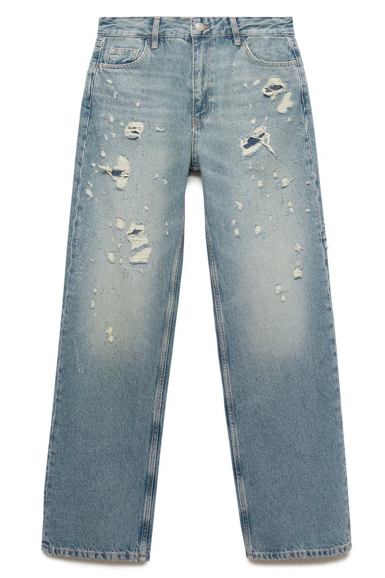 Ripped Straight Leg Jeans, Alternate, color, MEDIUM BLUE