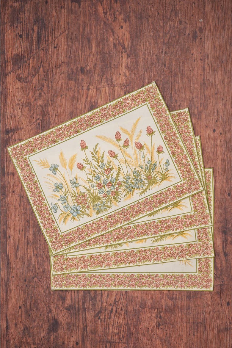 Clover Canvas Placemats, Set of 4, Alternate, color, White