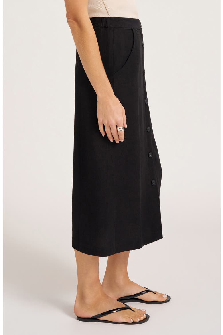 Button Front Midi Skirt, Alternate, color, BLACK