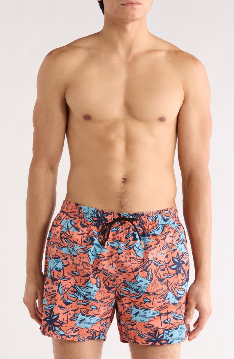 BOSS Willow Swim Trunks, Main, color, Bright Orange