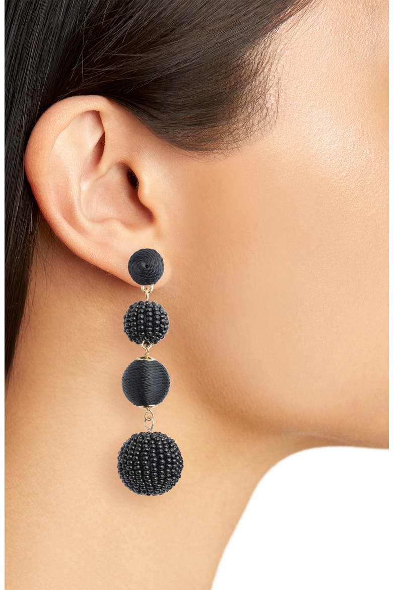 Mixed Bead & Thread Drop Earrings, Alternate, color, BLACK
