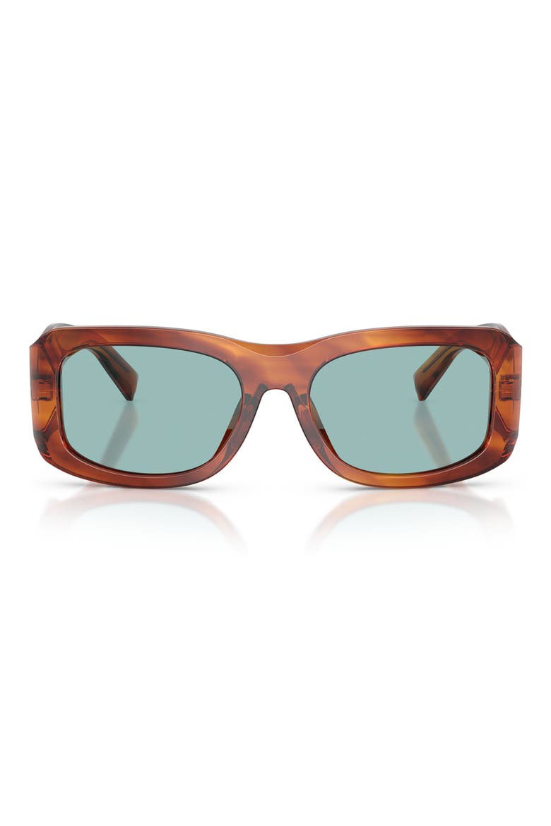 57mm Rectangular Sunglasses, Main, color, STRIPED GINGER / BLUE