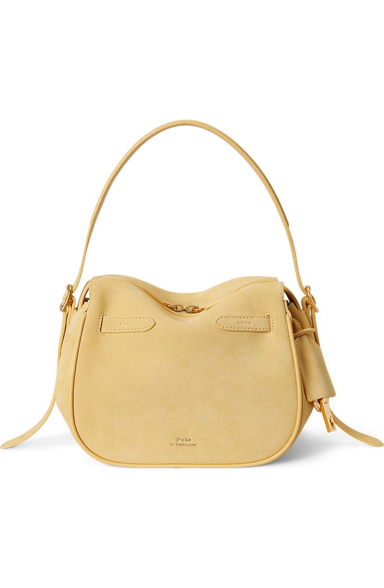 Polo Ralph Lauren Small Polo ID Suede Satchel, Main, color, Lemon Meringue
