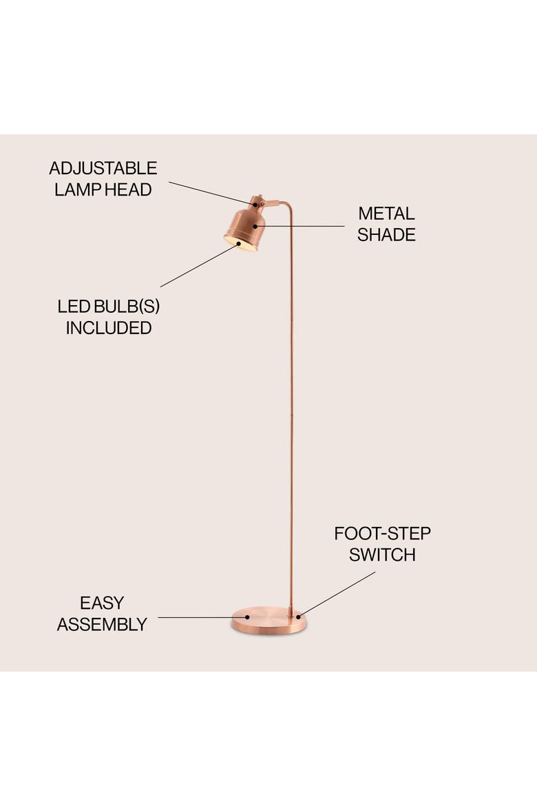 Brandon 57" Metal Task LED Floor Lamp, Copper, Alternate, color, Copper