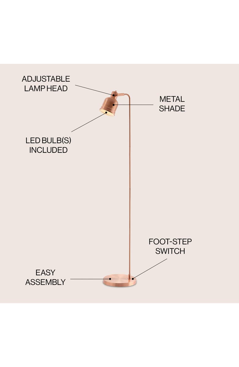 JONATHAN Y Brandon 57" Metal Task LED Floor Lamp, Copper, Alternate, color, Copper