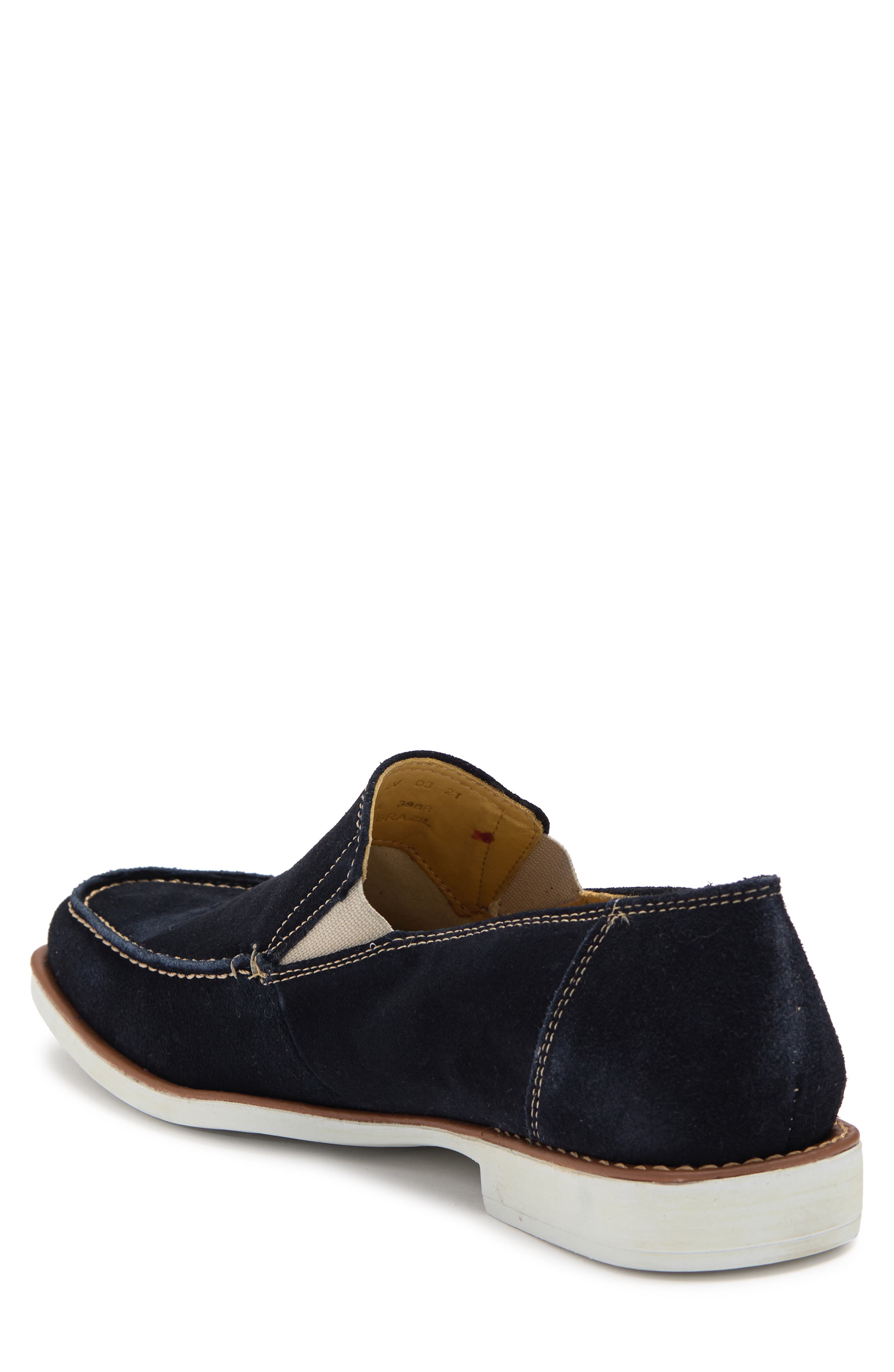 Embossed Leather Loafer, Alternate, color, NAVY