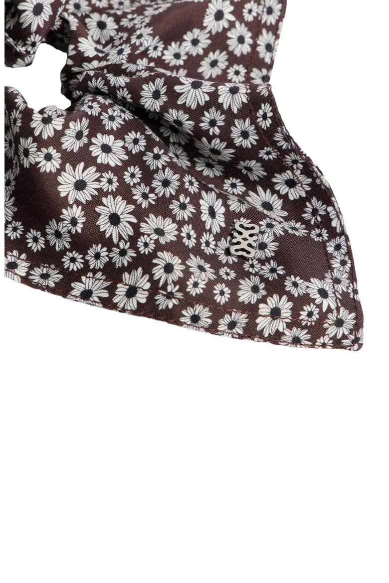 Floral-print scrunchie, Alternate, color, Brown