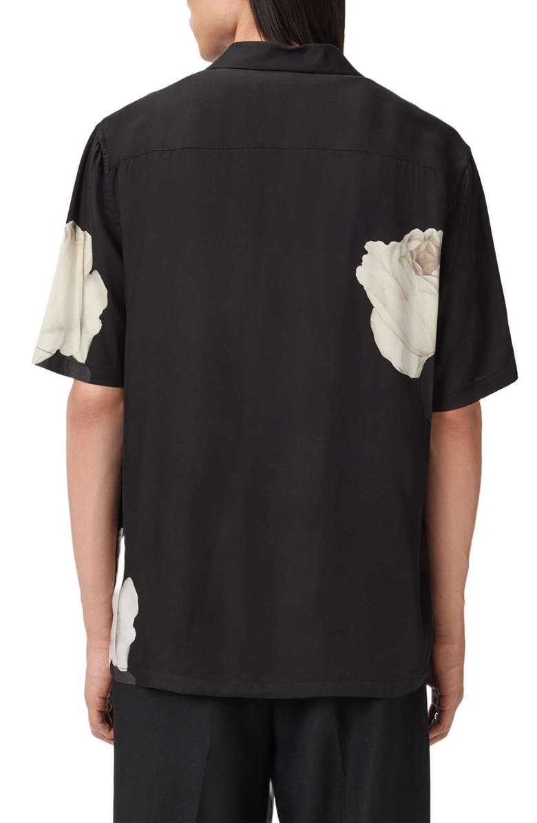 AllSaints Alberic Camp Shirt, Alternate, color, Jet Black