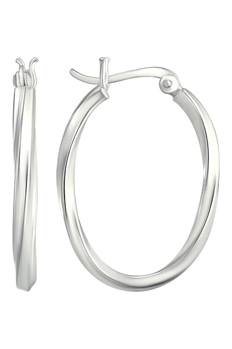 Oval Twist Hoop Earrings, Main, color, SILVER