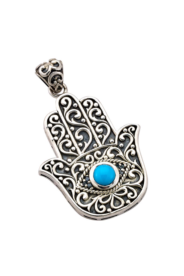 Sleeping Beauty Turquoise Hamsa Pendant, Main, color, TURQUOISE