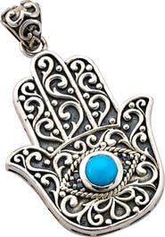 SAMUEL B. Sleeping Beauty Turquoise Hamsa Pendant