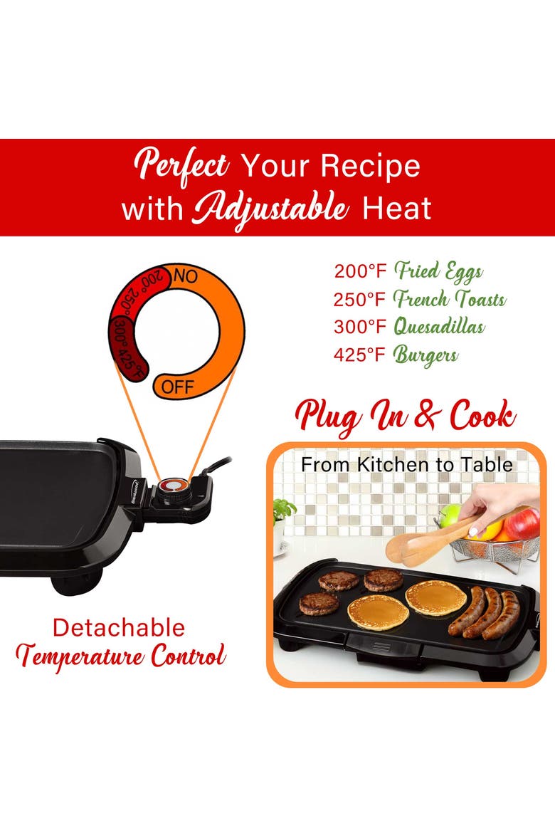 16 x 10 Inch Non-Stick Electric Griddle with Drip Tray, Alternate, color, Black