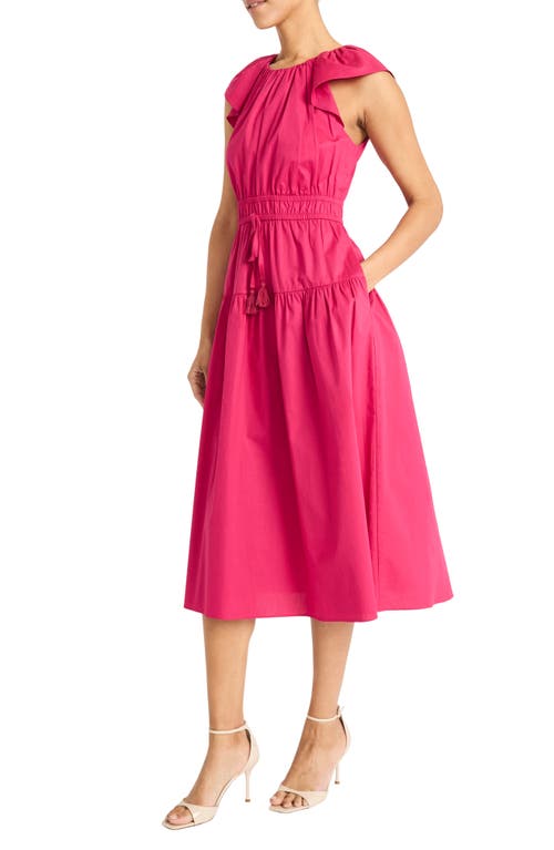 Maggy London Stretch Cotton Tiered Midi Dress In Vivacious