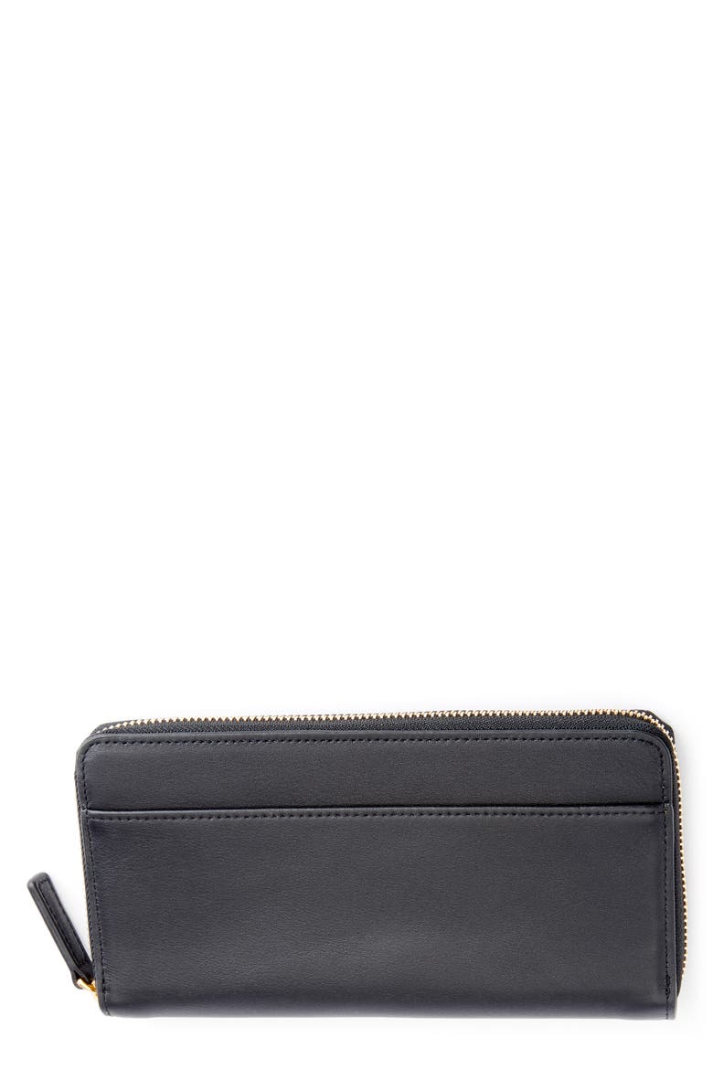 Continental RFID Leather Zip Wallet, Main, color, BLACK