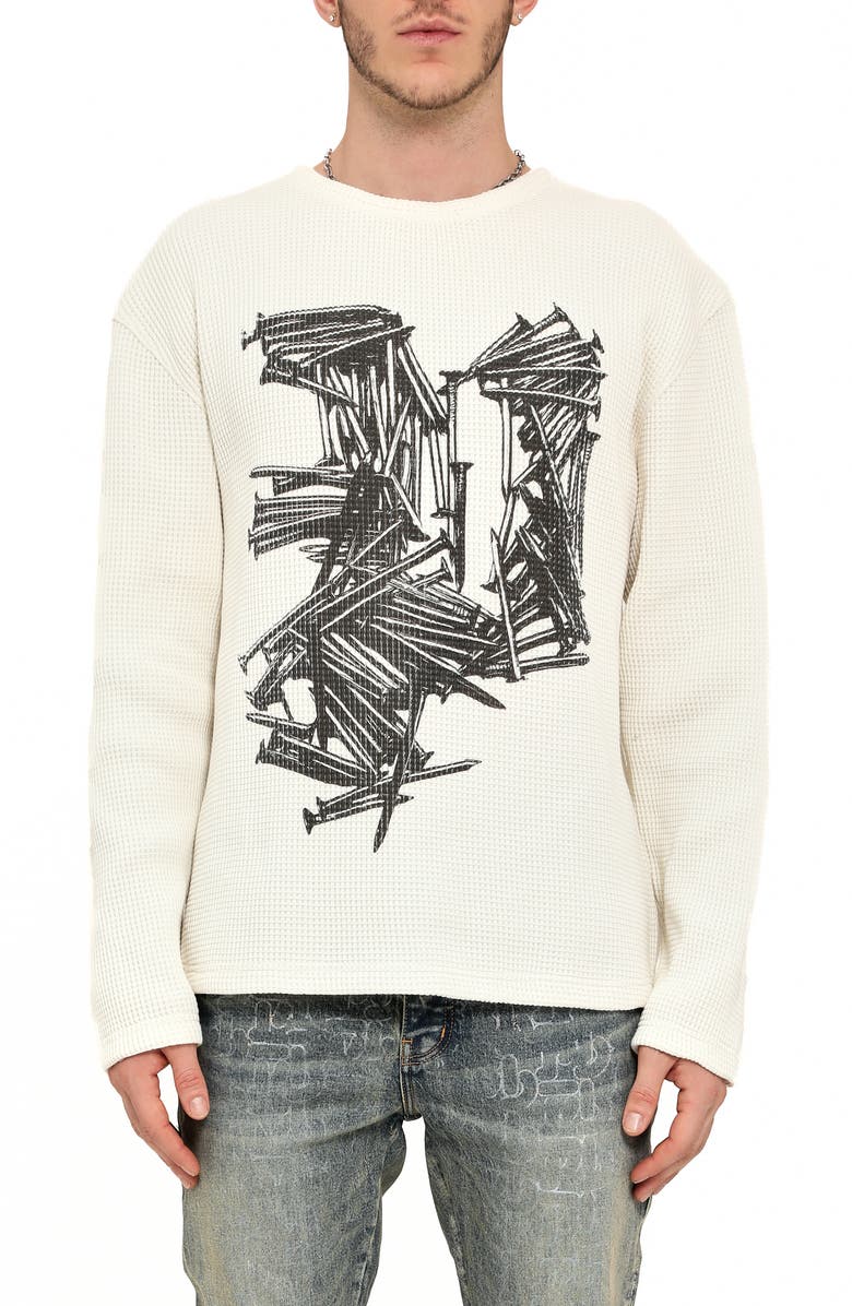 PURPLE BRAND Long Sleeve Thermal Graphic T-Shirt, Main, color, Off White