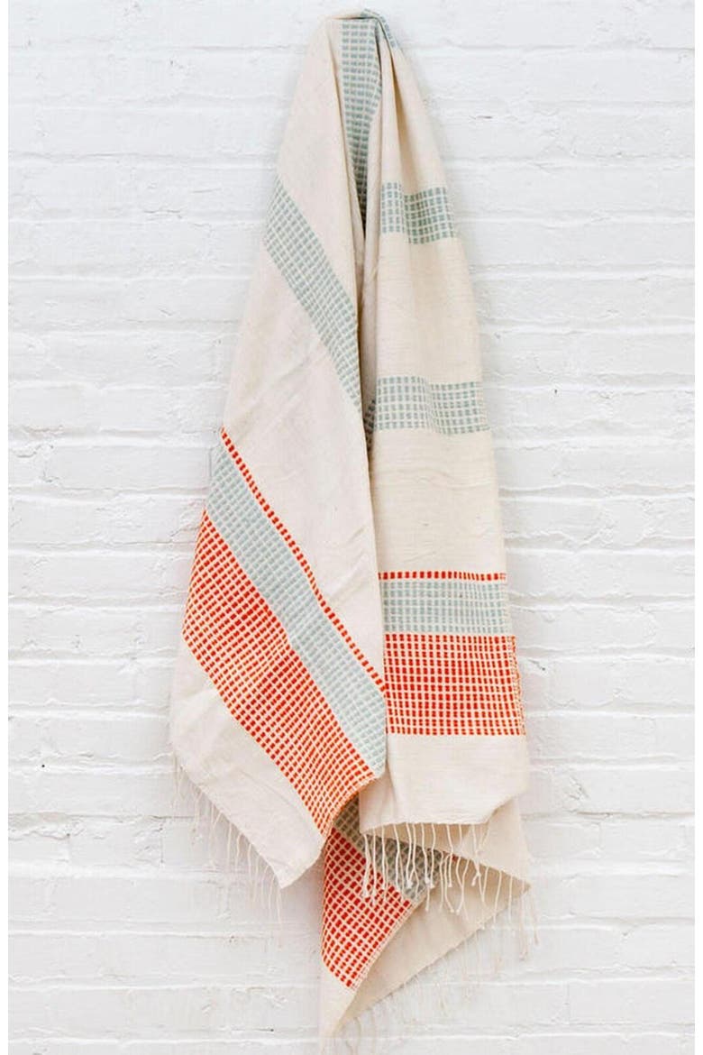 Camden Cotton Bath Towel, Alternate, color, Tangerine/Azure