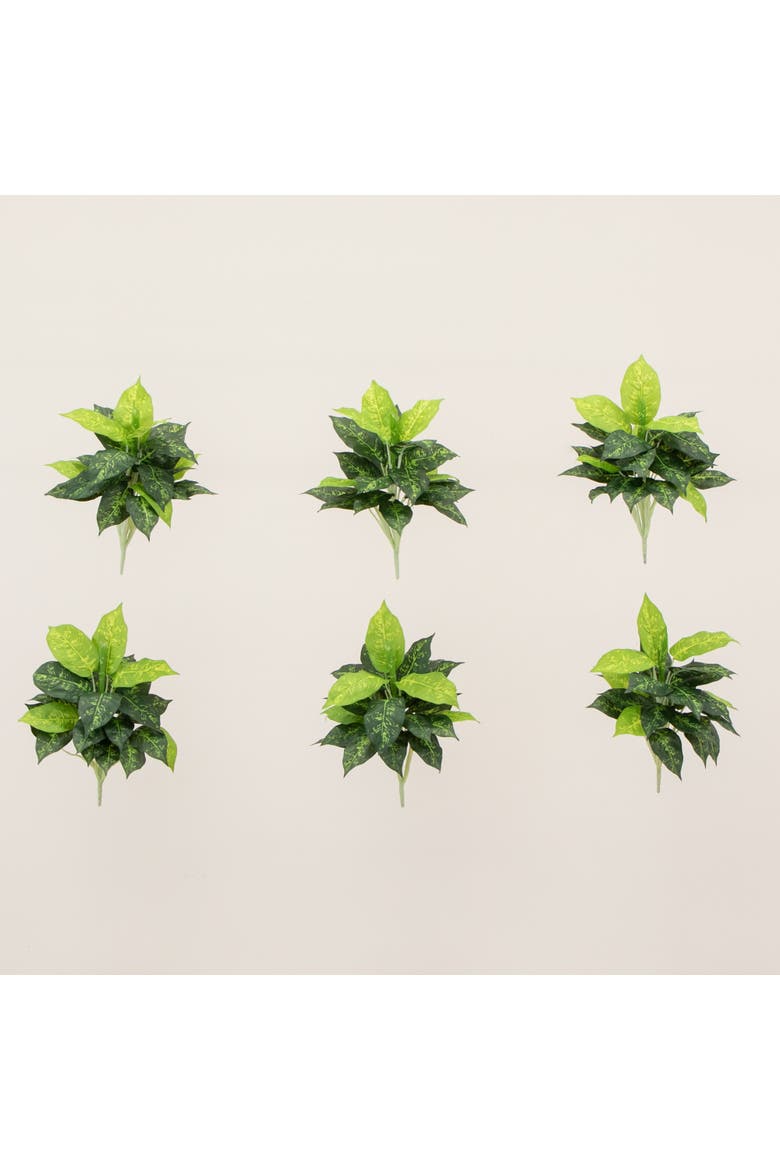 19-in Artificial Dieffenbachia Plant - Set of 6, Alternate, color, Green