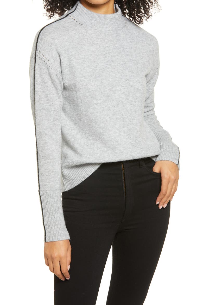 Mock Neck Sweater, Main, color, GREY HEATHER