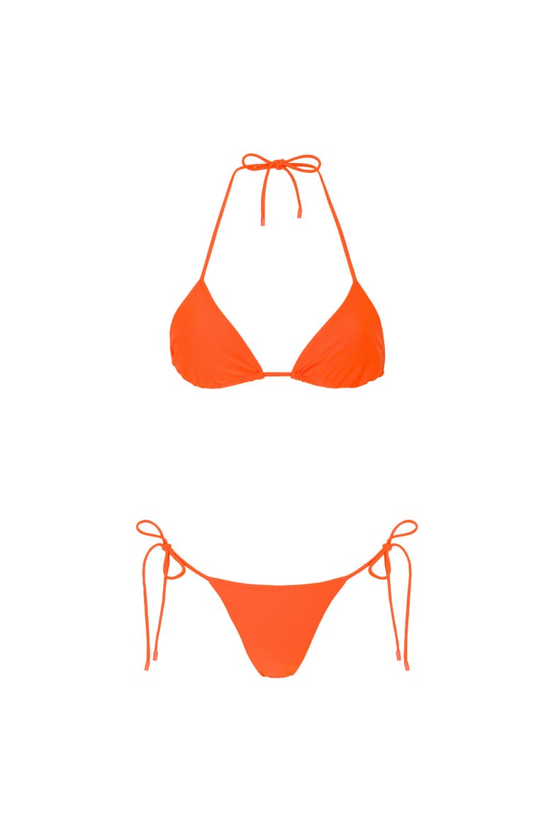 Le Triangle Tie Side Pattern Bikini Bottom, Alternate, color, ORANGE