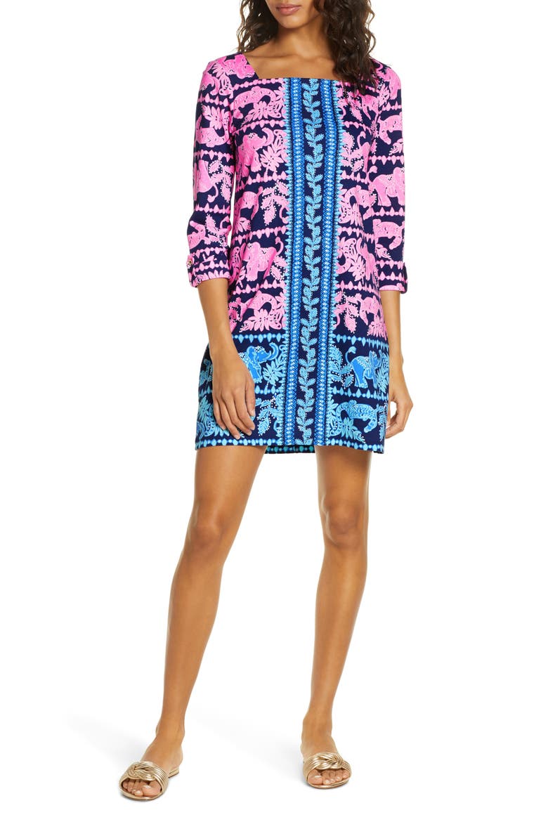 Bailee Print Floral Shift Dress, Main, color, HI TIDE NVY PERF PAIR ENG DRS