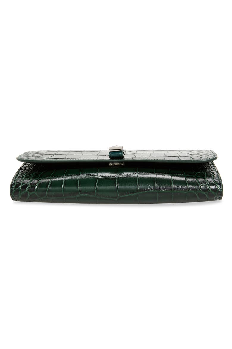 Ryder Croc Embossed Faux Leather Wallet, Alternate, color, FOREST GREEN
