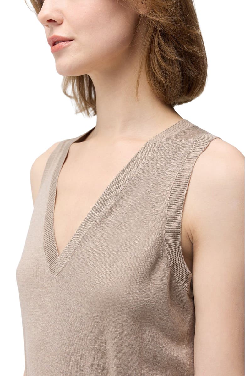 GOBI Mongolian Cashmere V-neck Silk Cashmere Dress, Alternate, color, Nomad