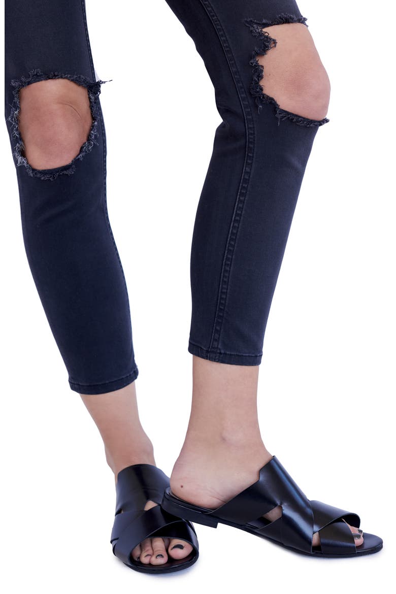 We the Free by Free People High Rise Busted Knee Skinny Jeans, Alternate, color, WASHED BLACK