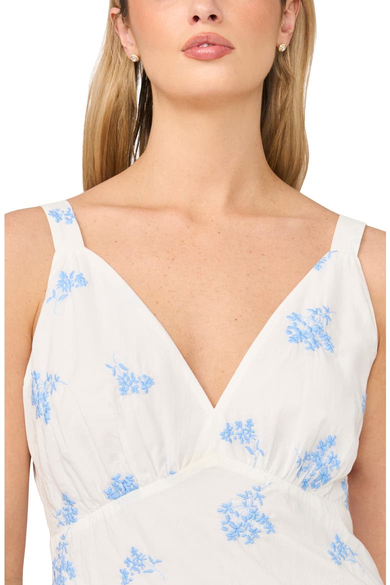 Plunge Neck A-Line Maxi Dress, Alternate, color, WHITE/ AIRY BLUE