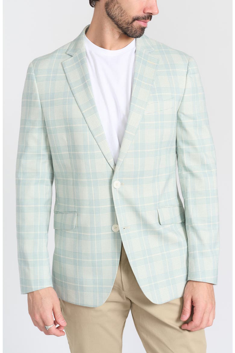 Mayfair Plaid Notch Lapel Blazer, Main, color, GREEN