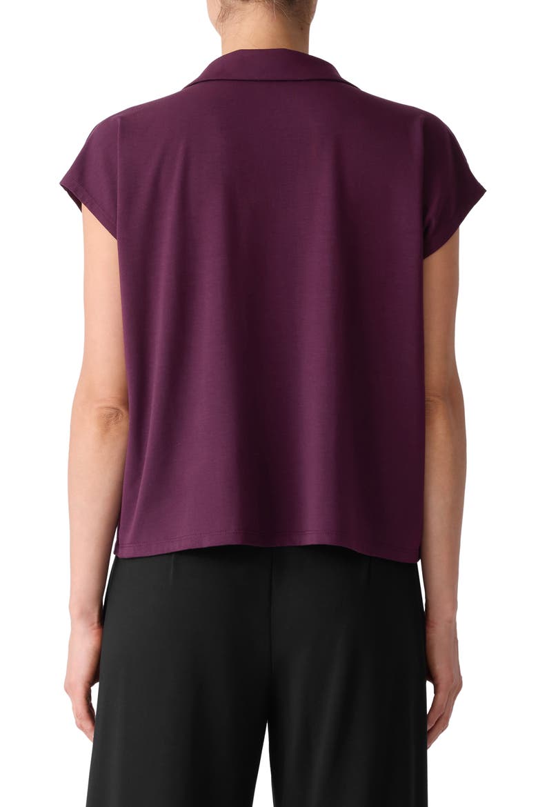 Boxy Johnny Collar Jersey Top, Alternate, color, BLACKBERRY