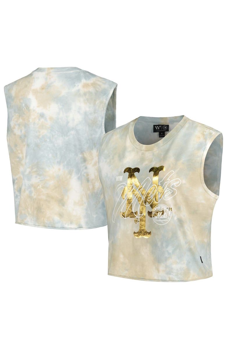 THE WILD COLLECTIVE Women's The Wild Collective White New York Mets Washed Muscle Tank Top, Main, color, White