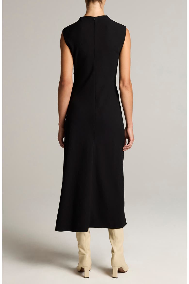 Draped Funnel Neck Dress, Alternate, color, BLACK